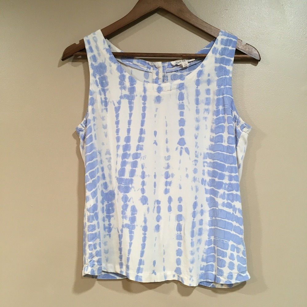 Olive & Oak Tie Dye Button Back Tank Top Womens S Blue Coastal Boho Vacation